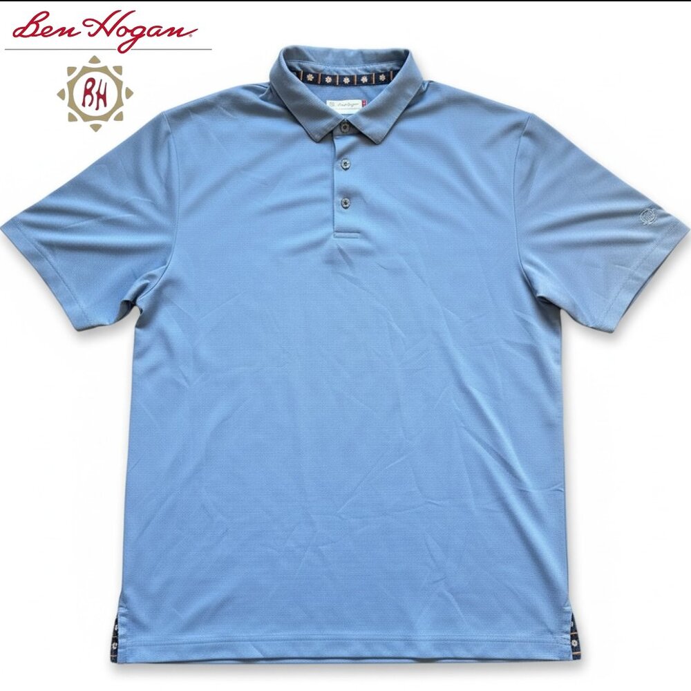 Ben Hogan‎ Men's Large Blue Geometric Polo Shirt Golf Casual | Size L